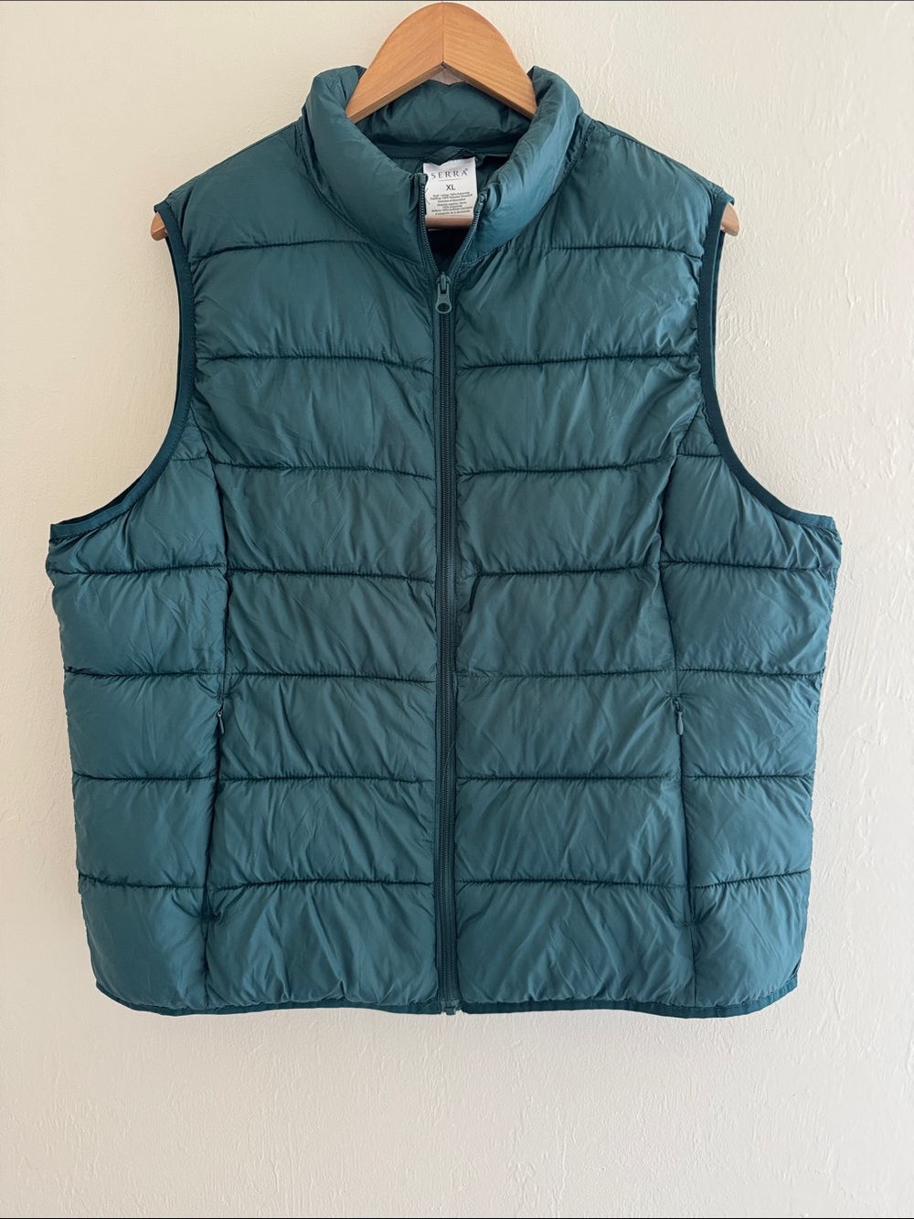 Serra Puffer Vest Womens XL Green Quilted Zipper Pockets Packable Jacket